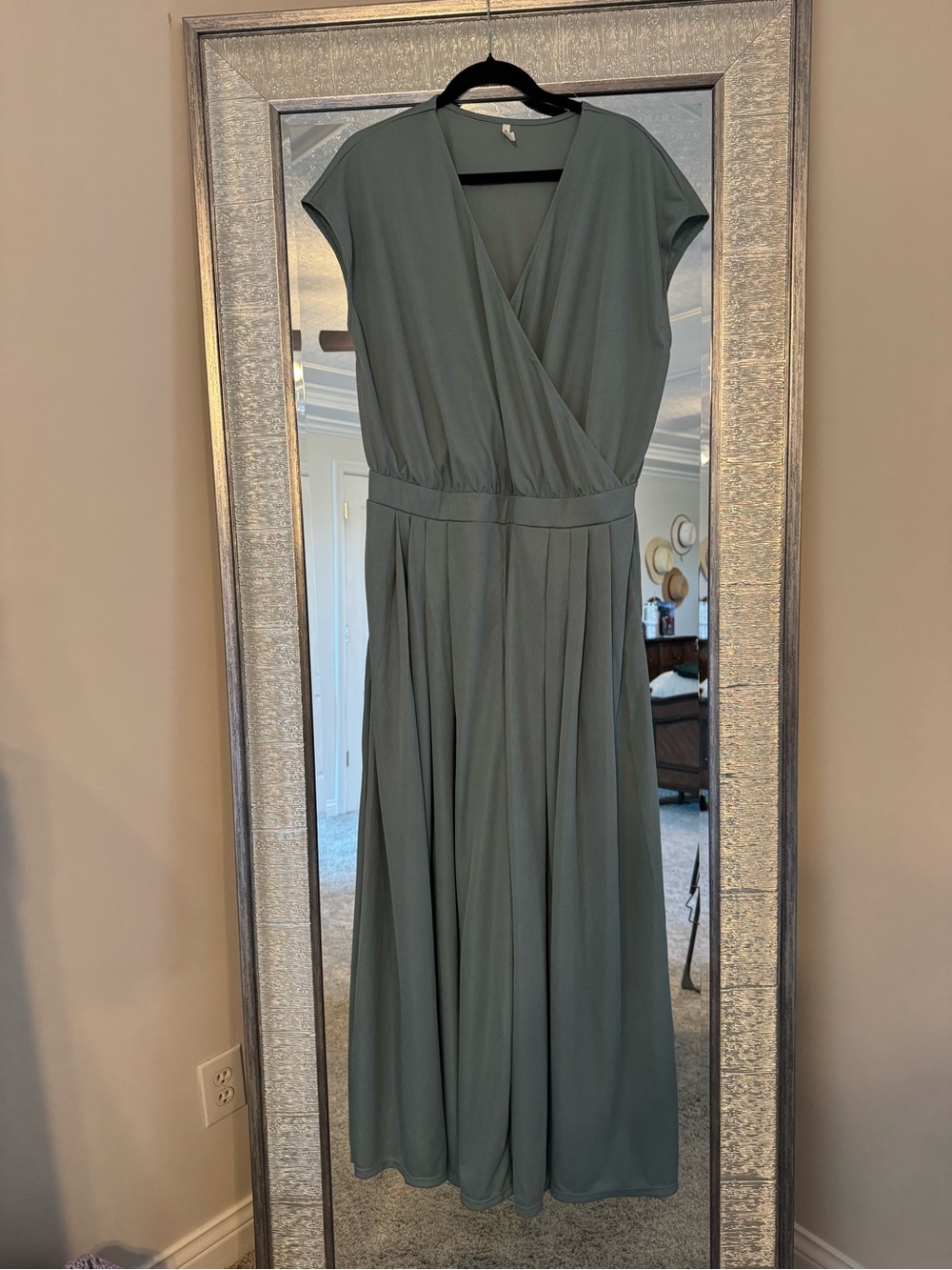 HALARA Olive Green Wrap wide leg jumpsuit with pockets